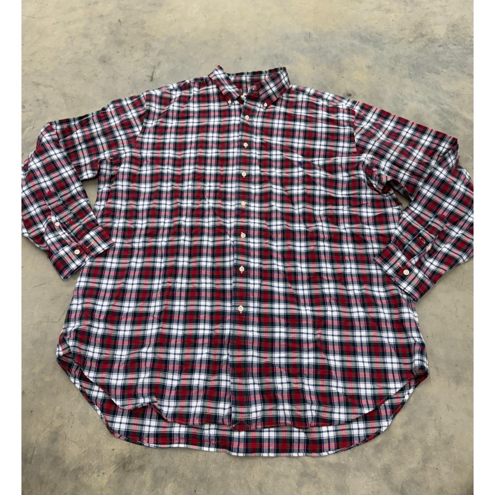 Ralph Lauren Flannel Shirt Mens 2XLT Multicolor Plaid Classic Fit Button Front